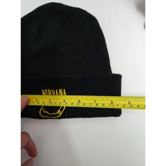 H&M Divided Nirvana Black and Yellow Embroidered Beanie - Picture 7 of 8